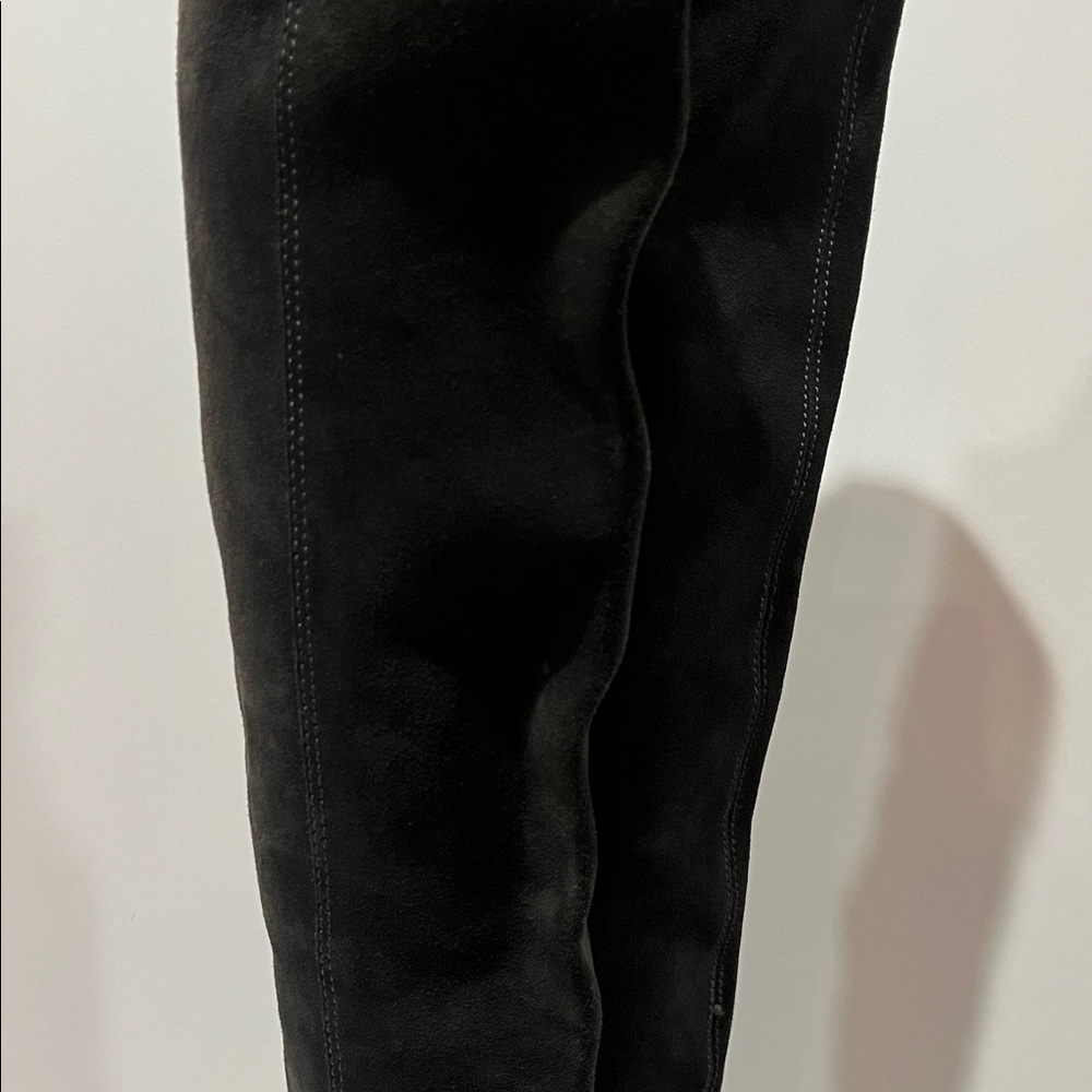 Dark Gray Suede Knee-High Boots - Picture 14 of 14